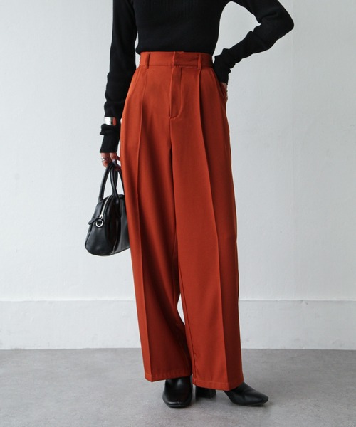 Chillfar（チルファー）の「ハイウエストストレートスラックスパンツ（スラックス・レディース・グレー/アイボリー/ブラック/カーキ/オレンジ/ダークブラウン/グリーン/ピンク・MEDIUM/LARGE）」の16枚目の写真