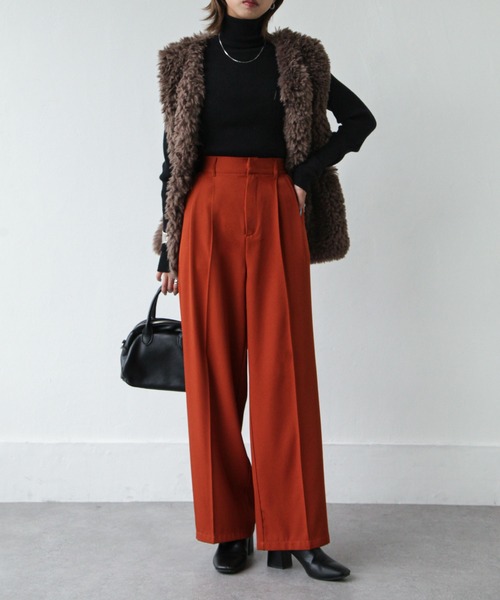 Chillfar（チルファー）の「ハイウエストストレートスラックスパンツ（スラックス・レディース・グレー/アイボリー/ブラック/カーキ/オレンジ/ダークブラウン/グリーン/ピンク・MEDIUM/LARGE）」の19枚目の写真