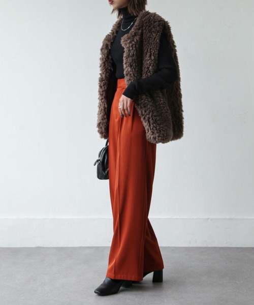 Chillfar（チルファー）の「ハイウエストストレートスラックスパンツ（スラックス・レディース・グレー/アイボリー/ブラック/カーキ/オレンジ/ダークブラウン/グリーン/ピンク・MEDIUM/LARGE）」の20枚目の写真