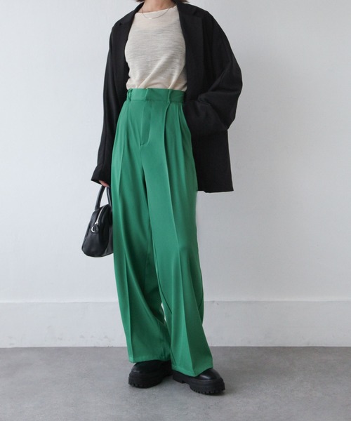 Chillfar（チルファー）の「ハイウエストストレートスラックスパンツ（スラックス・レディース・グレー/アイボリー/ブラック/カーキ/オレンジ/ダークブラウン/グリーン/ピンク・MEDIUM/LARGE）」の15枚目の写真