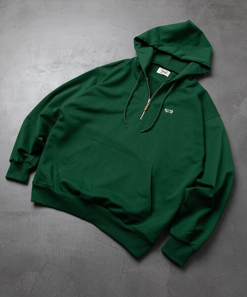 TOWNCRAFT（タウンクラフト）の「TOWN CRAFT/タウンクラフト 別注 ハーフジップパーカー/フーディー（パーカー・メンズ・チャコールグレー/オフホワイト/オリーブ/イエロー/ネイビー・MEDIUM/LARGE）」の4枚目の写真