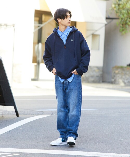 TOWNCRAFT（タウンクラフト）の「TOWN CRAFT/タウンクラフト 別注 ハーフジップパーカー/フーディー（パーカー・メンズ・チャコールグレー/オフホワイト/オリーブ/イエロー/ネイビー・MEDIUM/LARGE）」の12枚目の写真