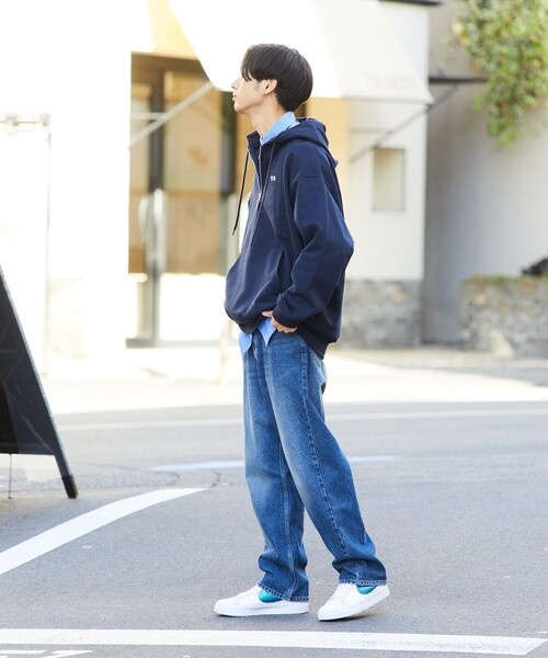 TOWNCRAFT（タウンクラフト）の「TOWN CRAFT/タウンクラフト 別注 ハーフジップパーカー/フーディー（パーカー・メンズ・チャコールグレー/オフホワイト/オリーブ/イエロー/ネイビー・MEDIUM/LARGE）」の6枚目の写真