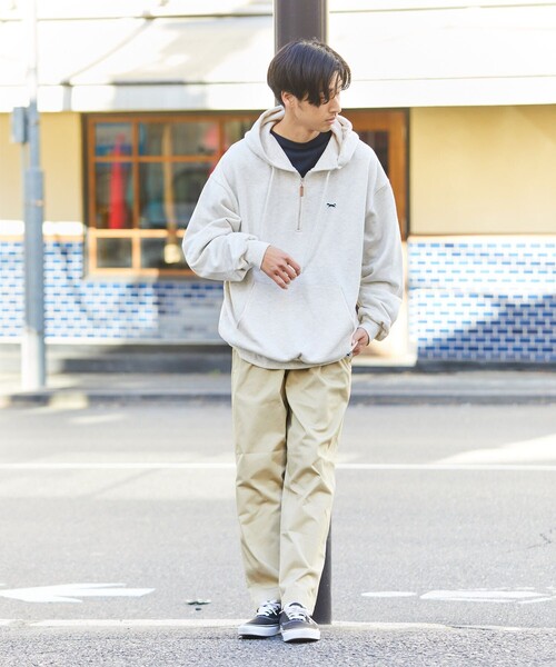 TOWNCRAFT（タウンクラフト）の「TOWN CRAFT/タウンクラフト 別注 ハーフジップパーカー/フーディー（パーカー・メンズ・チャコールグレー/オフホワイト/オリーブ/イエロー/ネイビー・MEDIUM/LARGE）」の9枚目の写真