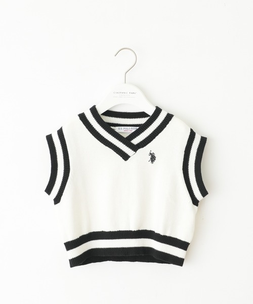 U.S. POLO ASSN.（ユーエスポロアッスン）の「【KIDS】【U.S. POLO ASSN/ユーエスポロアッスン】ワンポイント刺繍ニットベスト（ベスト・キッズ・ネイビー/アイボリー・140/120/150/100）」の6枚目の写真