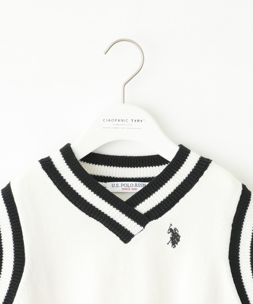 U.S. POLO ASSN.（ユーエスポロアッスン）の「【KIDS】【U.S. POLO ASSN/ユーエスポロアッスン】ワンポイント刺繍ニットベスト（ベスト・キッズ・ネイビー/アイボリー・140/120/150/100）」の8枚目の写真