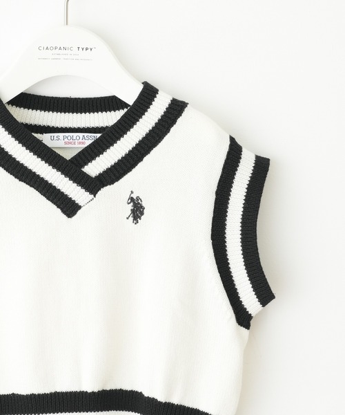 U.S. POLO ASSN.（ユーエスポロアッスン）の「【KIDS】【U.S. POLO ASSN/ユーエスポロアッスン】ワンポイント刺繍ニットベスト（ベスト・キッズ・ネイビー/アイボリー・140/120/150/100）」の9枚目の写真
