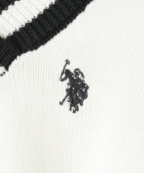 U.S. POLO ASSN.（ユーエスポロアッスン）の「【KIDS】【U.S. POLO ASSN/ユーエスポロアッスン】ワンポイント刺繍ニットベスト（ベスト・キッズ・ネイビー/アイボリー・140/120/150/100）」の7枚目の写真