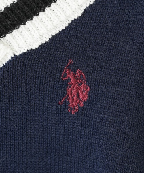 U.S. POLO ASSN.（ユーエスポロアッスン）の「【KIDS】【U.S. POLO ASSN/ユーエスポロアッスン】ワンポイント刺繍ニットベスト（ベスト・キッズ・ネイビー/アイボリー・140/120/150/100）」の14枚目の写真