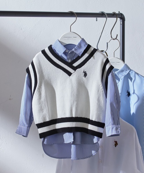 U.S. POLO ASSN.（ユーエスポロアッスン）の「【KIDS】【U.S. POLO ASSN/ユーエスポロアッスン】ワンポイント刺繍ニットベスト（ベスト・キッズ・ネイビー/アイボリー・140/120/150/100）」の3枚目の写真