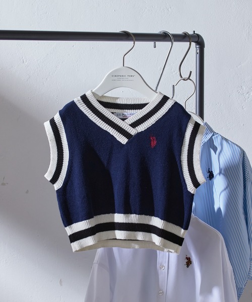 U.S. POLO ASSN.（ユーエスポロアッスン）の「【KIDS】【U.S. POLO ASSN/ユーエスポロアッスン】ワンポイント刺繍ニットベスト（ベスト・キッズ・ネイビー/アイボリー・140/120/150/100）」の5枚目の写真