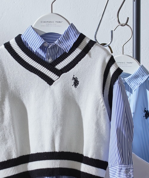 U.S. POLO ASSN.（ユーエスポロアッスン）の「【KIDS】【U.S. POLO ASSN/ユーエスポロアッスン】ワンポイント刺繍ニットベスト（ベスト・キッズ・ネイビー/アイボリー・140/120/150/100）」の20枚目の写真
