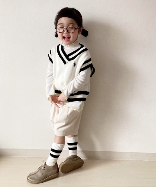 U.S. POLO ASSN.（ユーエスポロアッスン）の「【KIDS】【U.S. POLO ASSN/ユーエスポロアッスン】ワンポイント刺繍ニットベスト（ベスト・キッズ・ネイビー/アイボリー・140/120/150/100）」の18枚目の写真