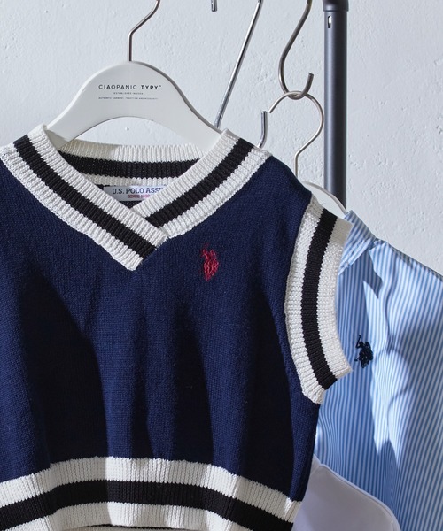 U.S. POLO ASSN.（ユーエスポロアッスン）の「【KIDS】【U.S. POLO ASSN/ユーエスポロアッスン】ワンポイント刺繍ニットベスト（ベスト・キッズ・ネイビー/アイボリー・140/120/150/100）」の22枚目の写真