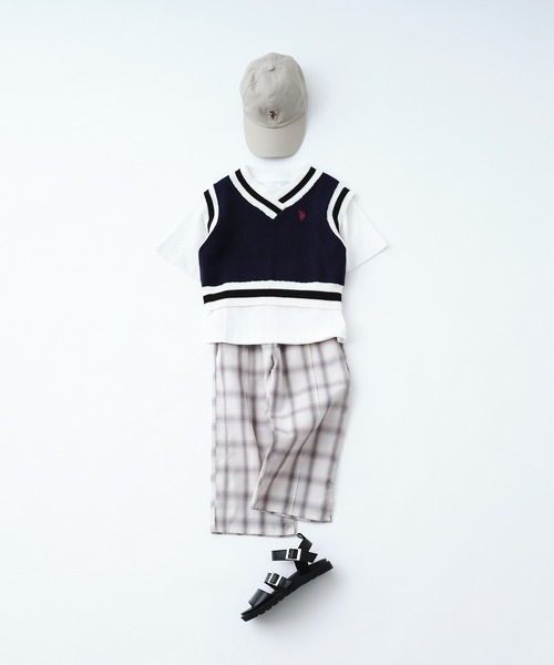 U.S. POLO ASSN.（ユーエスポロアッスン）の「【KIDS】【U.S. POLO ASSN/ユーエスポロアッスン】ワンポイント刺繍ニットベスト（ベスト・キッズ・ネイビー/アイボリー・140/120/150/100）」の21枚目の写真