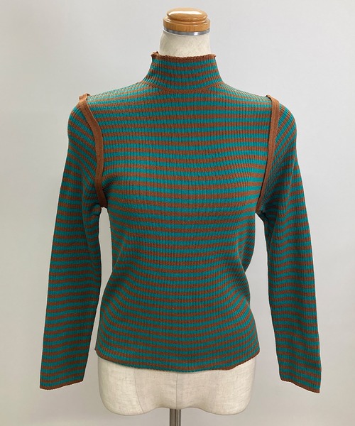 Felt-Maglietta（フェルトマリエッタ）の「配色パイピングボーダーハイネックリブニット（ニット/セーター・レディース・ブラック/ベージュ/グリーン・FREE）」の18枚目の写真