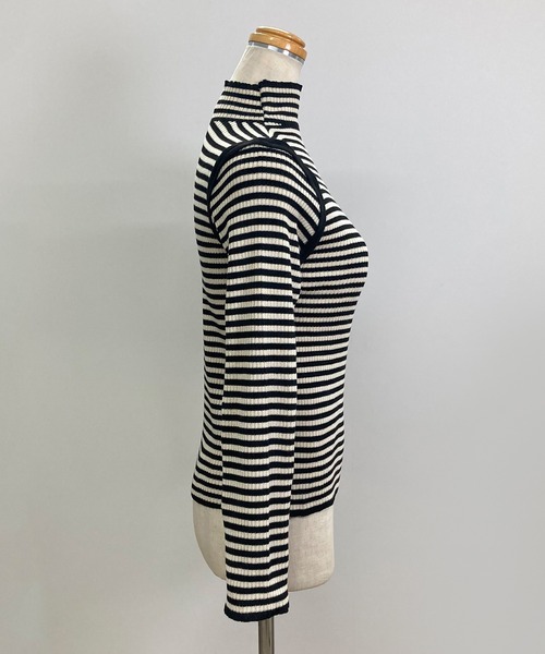 Felt-Maglietta（フェルトマリエッタ）の「配色パイピングボーダーハイネックリブニット（ニット/セーター・レディース・ブラック/ベージュ/グリーン・FREE）」の22枚目の写真