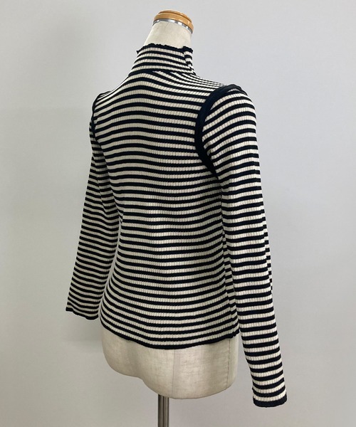 Felt-Maglietta（フェルトマリエッタ）の「配色パイピングボーダーハイネックリブニット（ニット/セーター・レディース・ブラック/ベージュ/グリーン・FREE）」の19枚目の写真