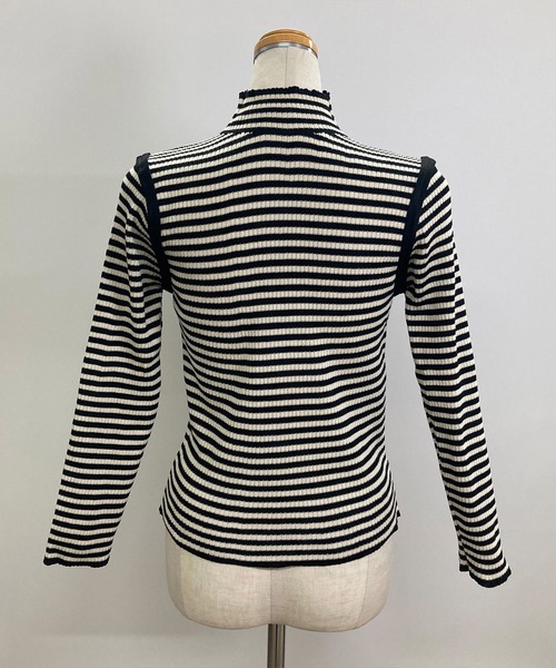 Felt-Maglietta（フェルトマリエッタ）の「配色パイピングボーダーハイネックリブニット（ニット/セーター・レディース・ブラック/ベージュ/グリーン・FREE）」の13枚目の写真