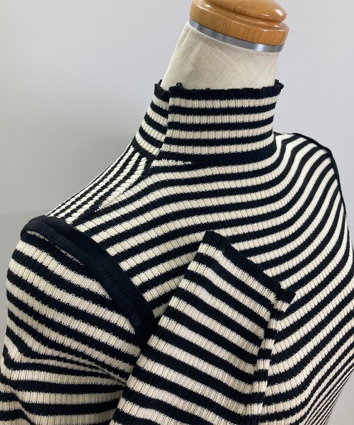Felt-Maglietta（フェルトマリエッタ）の「配色パイピングボーダーハイネックリブニット（ニット/セーター・レディース・ブラック/ベージュ/グリーン・FREE）」の16枚目の写真