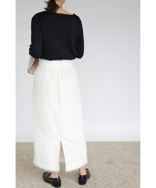 &. NOSTALGIA（アンドドットノスタルジア）の「【ZOZO限定】シャギージャガードIラインスカート（スカート・レディース・アイボリー/ブラック・FREE）」の6枚目の写真