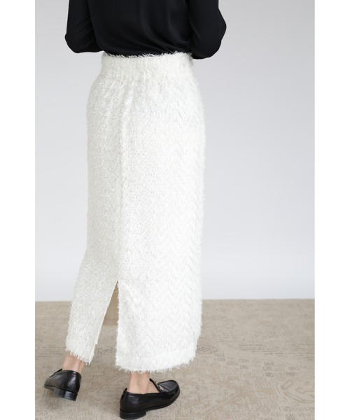 &. NOSTALGIA（アンドドットノスタルジア）の「【ZOZO限定】シャギージャガードIラインスカート（スカート・レディース・アイボリー/ブラック・FREE）」の9枚目の写真