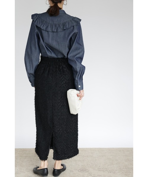 &. NOSTALGIA（アンドドットノスタルジア）の「【ZOZO限定】シャギージャガードIラインスカート（スカート・レディース・アイボリー/ブラック・FREE）」の15枚目の写真