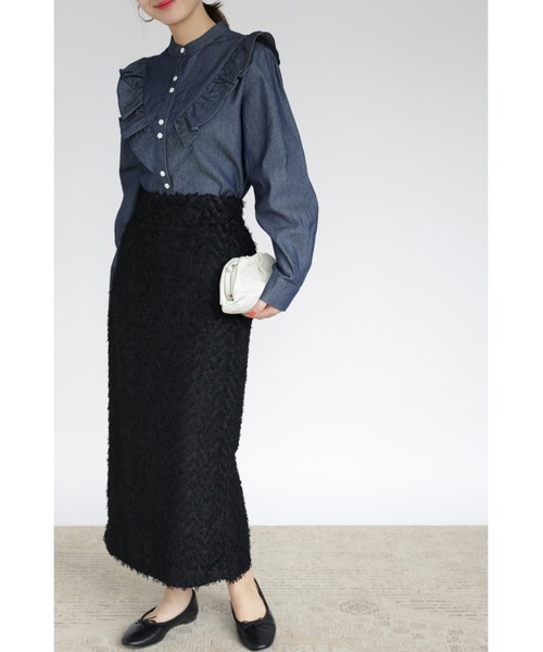 &. NOSTALGIA（アンドドットノスタルジア）の「【ZOZO限定】シャギージャガードIラインスカート（スカート・レディース・アイボリー/ブラック・FREE）」の16枚目の写真