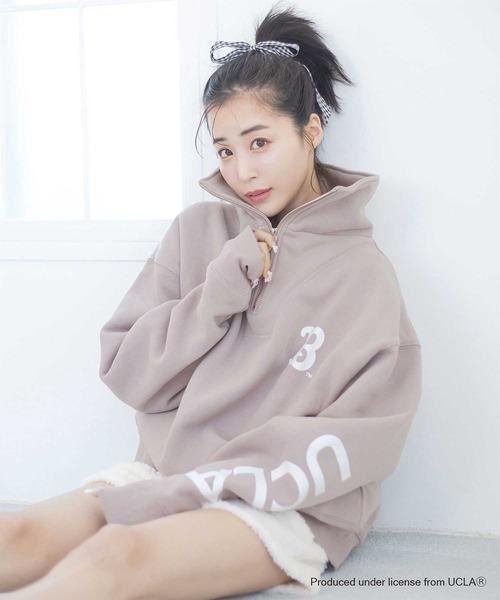 qumerry.（キュメリ）の「【GOODROCKSPEED】UCLA 裏毛ハーフジッププルオーバー（スウェット・レディース・オフホワイト/ピンクベージュ・FREE）」の2枚目の写真