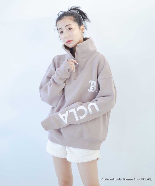 qumerry.（キュメリ）の「【GOODROCKSPEED】UCLA 裏毛ハーフジッププルオーバー（スウェット・レディース・オフホワイト/ピンクベージュ・FREE）」の9枚目の写真