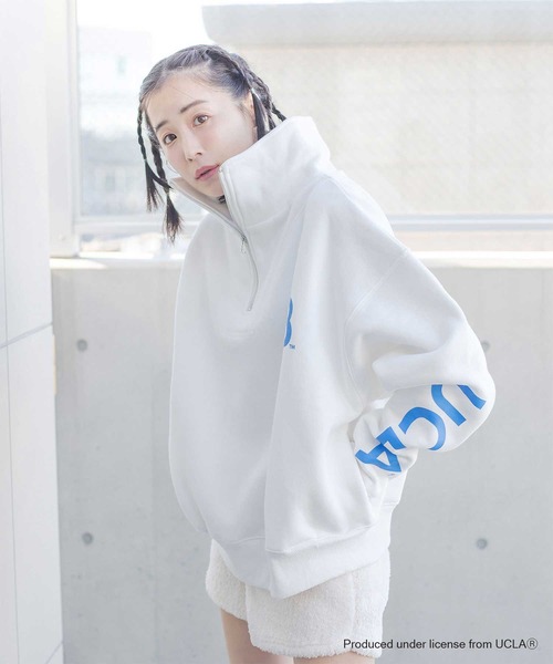 qumerry.（キュメリ）の「【GOODROCKSPEED】UCLA 裏毛ハーフジッププルオーバー（スウェット・レディース・オフホワイト/ピンクベージュ・FREE）」の14枚目の写真