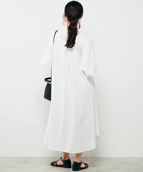 MELROSE claire(メルローズ クレール)の「【シンプルに使いやすいバンドカラー大人シャツワンピース♪】(シャツワンピース・レディース・グレイッシュベージュ/ブラック/オフホワイト・FREE)」の8枚目の写真