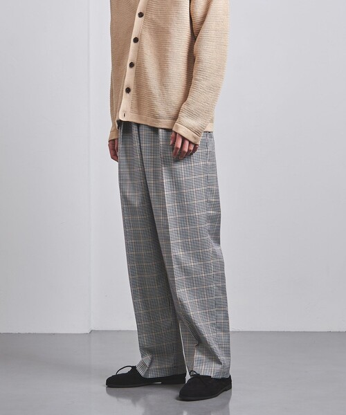 イタリア製チェックパンツ　ゴム付き ICHI Antiquite\u0027s タータンチェックパンツ ブラック