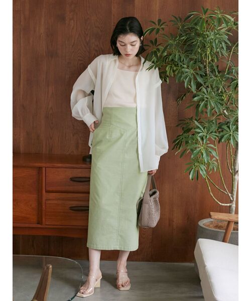 LAGUNAMOON(ラグナムーン)の「カラーハイウエストIラインスカート(スカート・レディース・ネイビー/ラベンダー/グリーン・SMALL/MEDIUM)」の14枚目の写真