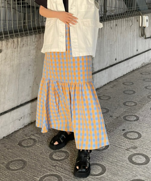 RODEO CROWNS WIDE BOWL（ロデオクラウンズワイドボウル）の「Colorfulギンガムチェックスカート（スカート・レディース・ピンク系その他/ブルー系その他3/オレンジ系その他・FREE）」の6枚目の写真