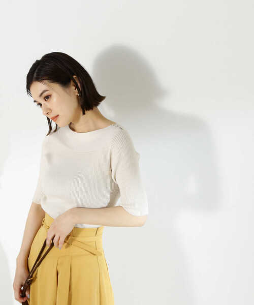 NATURAL BEAUTY BASIC(ナチュラルビューティーベーシック)の「◇<ベーシックリブシリーズ>ショルダーボタン(ニット/セーター・レディース・レッド/ホワイト系その他/ブラック/オフホワイト・FREE)」の8枚目の写真