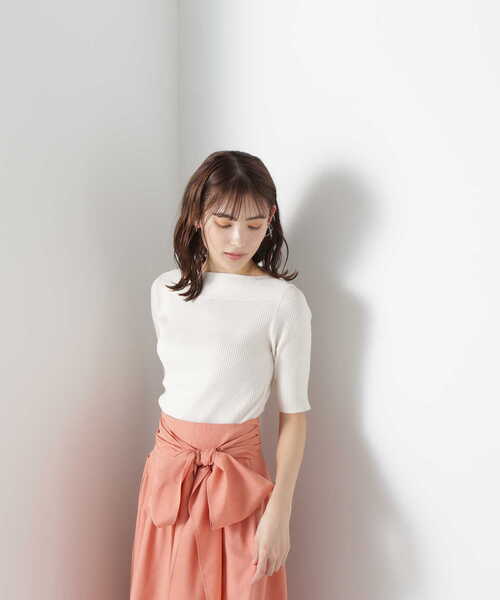 NATURAL BEAUTY BASIC(ナチュラルビューティーベーシック)の「◇<ベーシックリブシリーズ>ショルダーボタン(ニット/セーター・レディース・レッド/ホワイト系その他/ブラック/オフホワイト・FREE)」の9枚目の写真