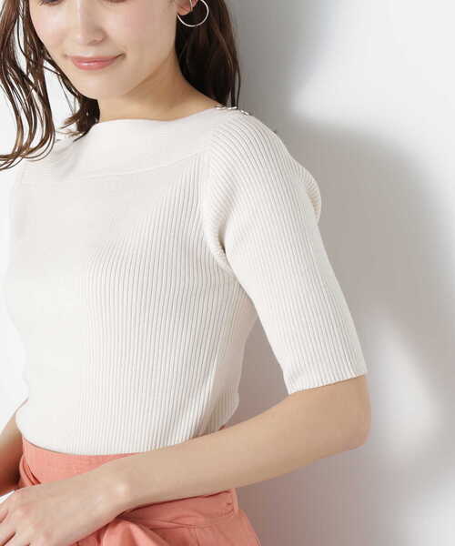 NATURAL BEAUTY BASIC(ナチュラルビューティーベーシック)の「◇<ベーシックリブシリーズ>ショルダーボタン(ニット/セーター・レディース・レッド/ホワイト系その他/ブラック/オフホワイト・FREE)」の13枚目の写真