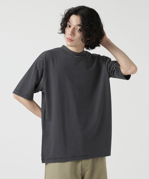 NANO universe（ナノユニバース）の「LB.03/細ピッチボーダーモックネックTシャツ（Tシャツ/カットソー・メンズ・イエロー/ブラック/ホワイト・L/S/M）」の5枚目の写真