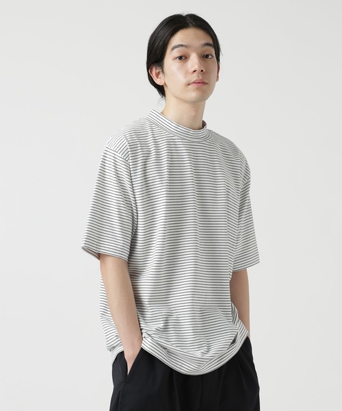 NANO universe（ナノユニバース）の「LB.03/細ピッチボーダーモックネックTシャツ（Tシャツ/カットソー・メンズ・イエロー/ブラック/ホワイト・L/S/M）」の7枚目の写真