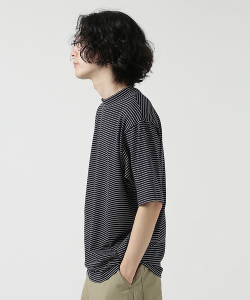 NANO universe（ナノユニバース）の「LB.03/細ピッチボーダーモックネックTシャツ（Tシャツ/カットソー・メンズ・イエロー/ブラック/ホワイト・L/S/M）」の13枚目の写真