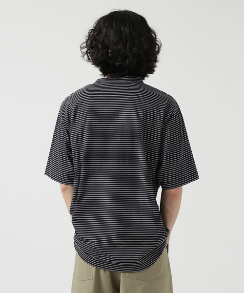 NANO universe（ナノユニバース）の「LB.03/細ピッチボーダーモックネックTシャツ（Tシャツ/カットソー・メンズ・イエロー/ブラック/ホワイト・L/S/M）」の14枚目の写真