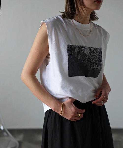 Bonjour Sagan(ボンジュールサガン)の「フロントプリントノースリーブT(Tシャツ/カットソー・レディース・ホワイト・FREE)」の14枚目の写真