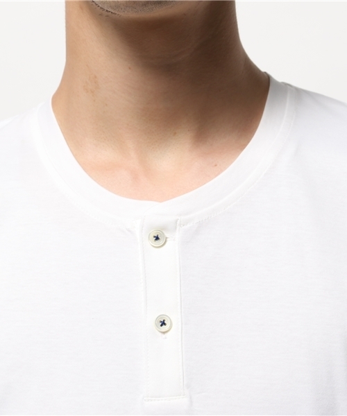 MEN'S MELROSE(メンズメルローズ)の「スムースシルケットヘンリーネックTシャツ MADE IN JAPAN(Tシャツ/カットソー・メンズ・ホワイト/ブルー/ネイビー・MEDIUM/LARGE)」の7枚目の写真