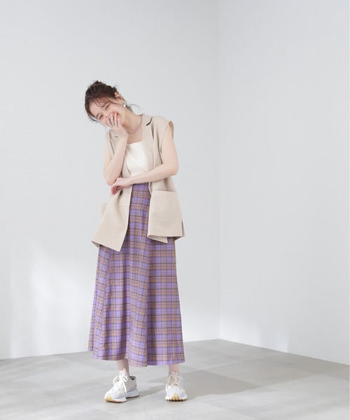 N.（N. Natural Beauty Basic）（エヌエヌナチュラルビューティーベーシック）の「◆チェックＡラインボリュームスカート（スカート・レディース・パープル系その他/ブラック系その他・MEDIUM）」の9枚目の写真