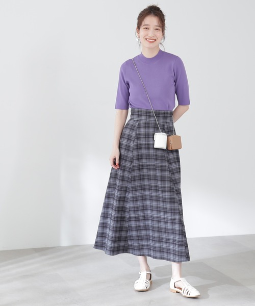 N.（N. Natural Beauty Basic）（エヌエヌナチュラルビューティーベーシック）の「◆チェックＡラインボリュームスカート（スカート・レディース・パープル系その他/ブラック系その他・MEDIUM）」の3枚目の写真