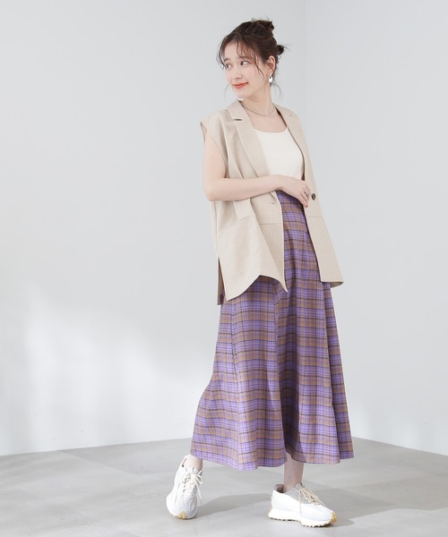 N.（N. Natural Beauty Basic）（エヌエヌナチュラルビューティーベーシック）の「◆チェックＡラインボリュームスカート（スカート・レディース・パープル系その他/ブラック系その他・MEDIUM）」の7枚目の写真