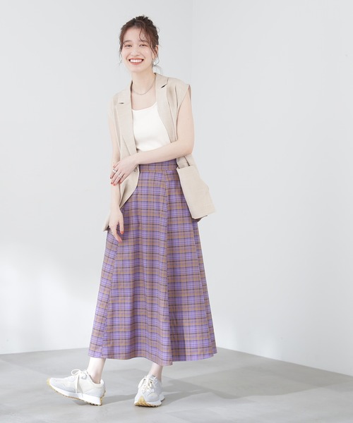 N.（N. Natural Beauty Basic）（エヌエヌナチュラルビューティーベーシック）の「◆チェックＡラインボリュームスカート（スカート・レディース・パープル系その他/ブラック系その他・MEDIUM）」の8枚目の写真