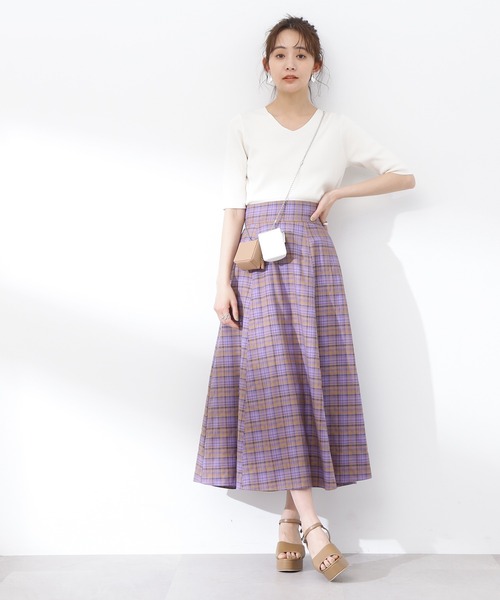 N.（N. Natural Beauty Basic）（エヌエヌナチュラルビューティーベーシック）の「◆チェックＡラインボリュームスカート（スカート・レディース・パープル系その他/ブラック系その他・MEDIUM）」の19枚目の写真