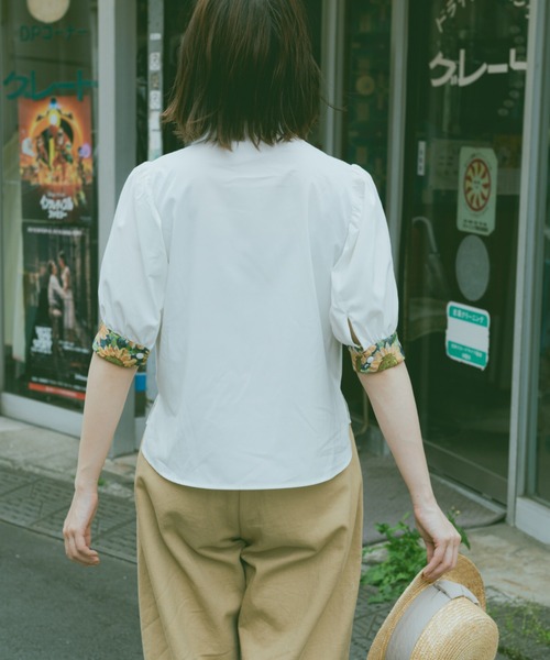 kutir（クティール）の「【クティールとレトロ】ジャガードブラウス（シャツ/ブラウス・レディース・ベージュ/ブルー/オフホワイト/ブラック・FREE）」の12枚目の写真